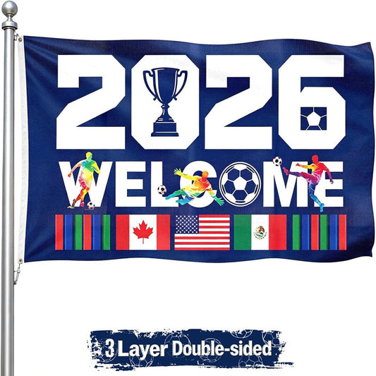 3 Ply 2026 World Soccer Cup Flag -- 3x5 Ft