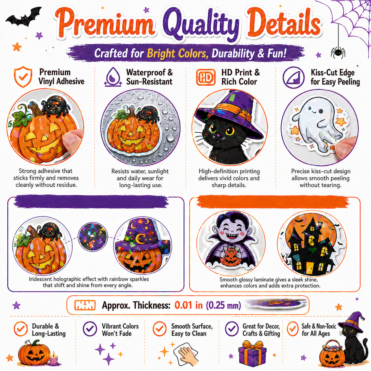 🎃 Holographic Halloween Sticker Pack — Add Spooky Sparkle Everywhere! 👻✨