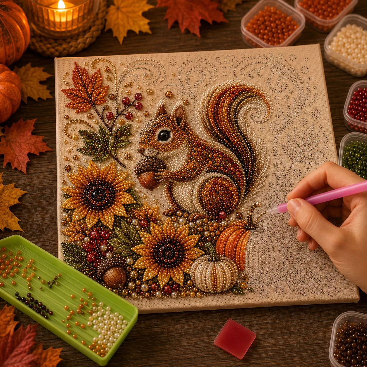 🍂💎 Autumn Pearl Painting Kit – Relaxing DIY Craft to Create Sparkling Fall Artwork 🖌️